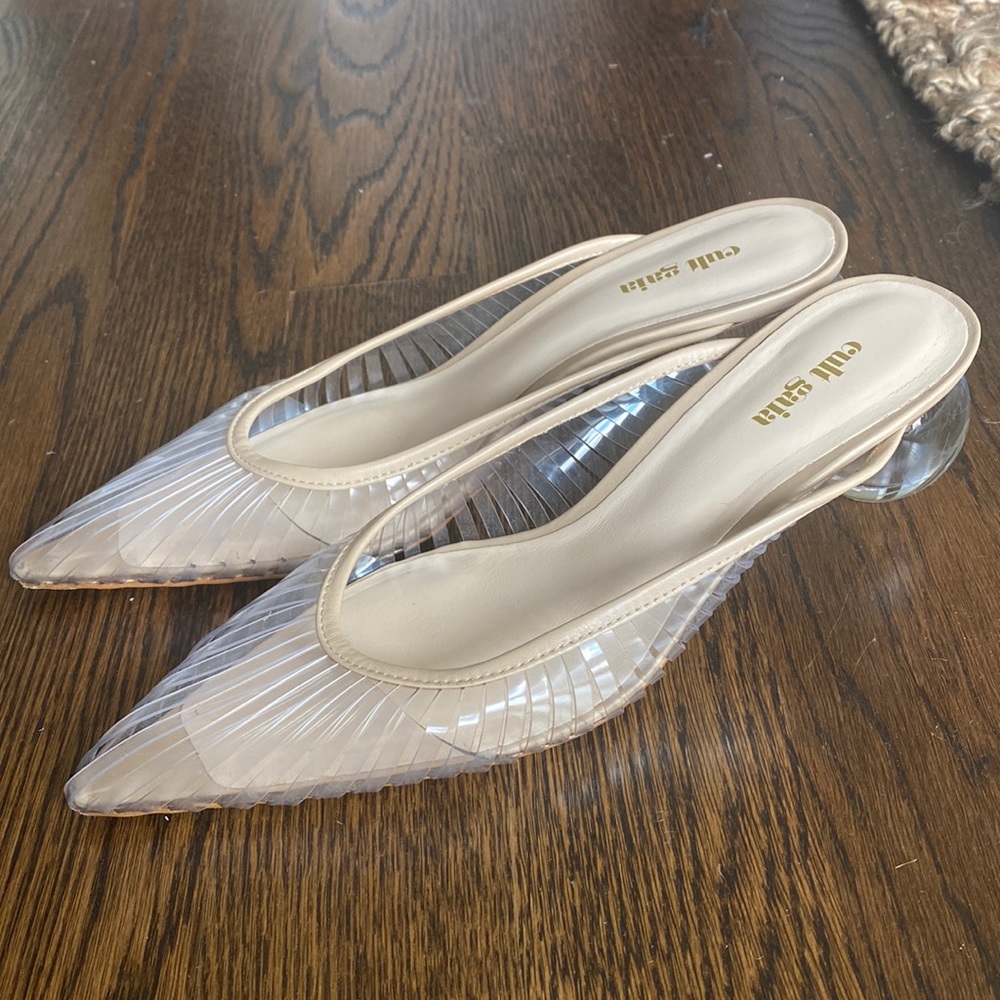 Cult Gaia clear heeled mules